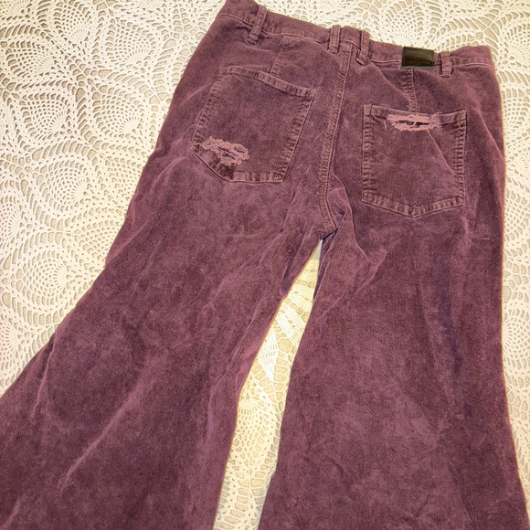 Distressed Purple Free People Corduroy Flare Pants - Picture 4 of 5